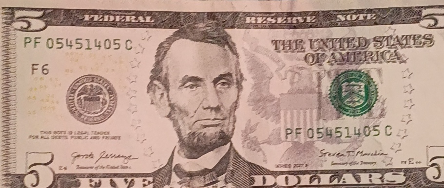 Front of note