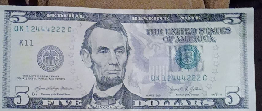 Front of note